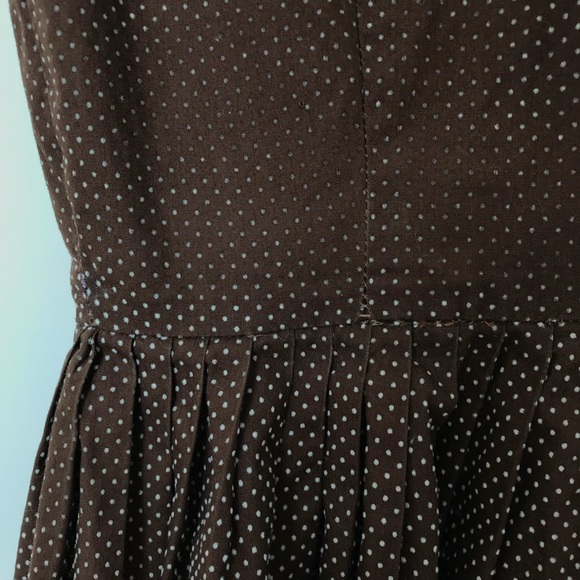 DONATED Vtg Brown Swiss Dot Dress XS - Picture 8 of 8